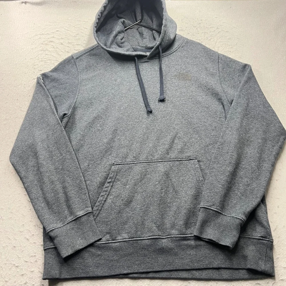 The North Face Mens Hoodie Gray Fleece Pullover Baxter Logo‎ Size L 1712